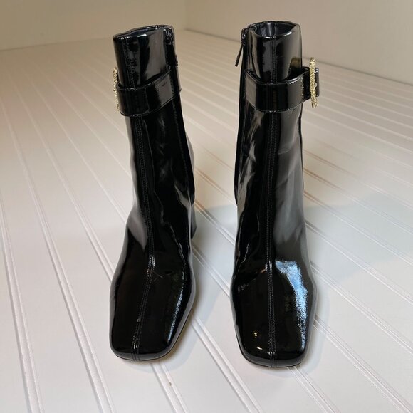 Sam Edelman Corinne Black Patent Square Toe Block Heel Ankle Boots Women 9.5 - Picture 7 of 15